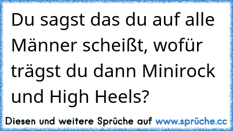 Du sagst das du auf alle Männer scheißt, wofür trägst du dann Minirock und High Heels?