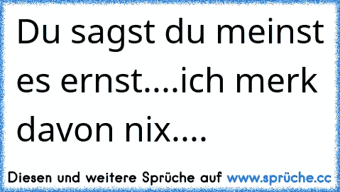 Du sagst du meinst es ernst....
ich merk davon nix....