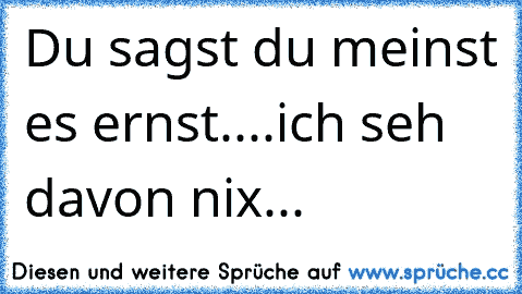 Du sagst du meinst es ernst....
ich seh davon nix...