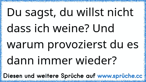 Du sagst, du willst nicht dass ich weine? Und warum provozierst du es dann immer wieder?