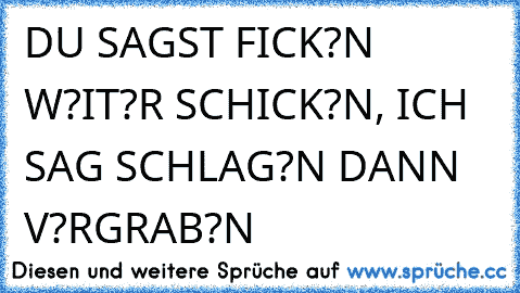 DU SAGST FICK?N W?IT?R SCHICK?N, ICH SAG SCHLAG?N DANN V?RGRAB?N