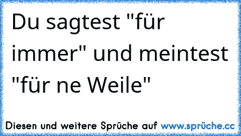 Du sagtest "für immer" und meintest "für ne Weile"