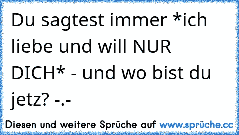 Du sagtest immer *ich liebe und will NUR DICH* - und wo bist du jetz? -.-