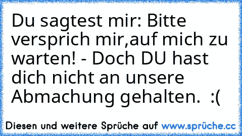 Du sagtest mir: Bitte versprich mir,auf mich zu warten! - Doch DU hast dich nicht an unsere Abmachung gehalten.  :(