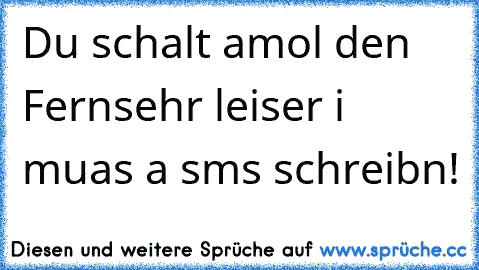 Du schalt amol den Fernsehr leiser i muas a sms schreibn! ღ