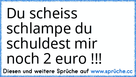 Du scheiss schlampe du schuldest mir noch 2 euro !!!