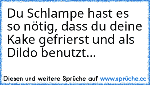 Du Schlampe hast es so nötig, dass du deine Kake gefrierst und als Dildo benutzt...