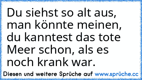 Du siehst so alt aus, man könnte meinen, du kanntest das tote Meer schon, als es noch krank war.