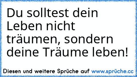 Du solltest dein Leben nicht träumen, sondern deine Träume leben!