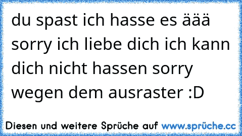 du spast ich hasse es äää sorry ich liebe dich ich kann dich nicht hassen sorry wegen dem ausraster :D