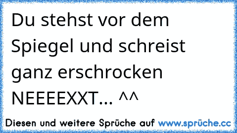 Du stehst vor dem Spiegel und schreist ganz erschrocken NEEEEXXT... ^^