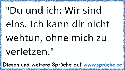 "Du und ich: Wir sind eins. Ich kann dir nicht wehtun, ohne mich zu verletzen."