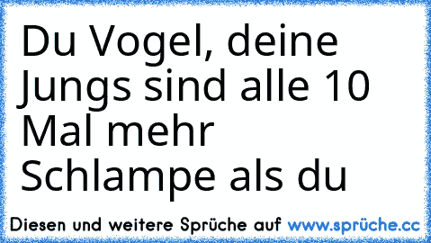 Du Vogel, deine Jungs sind alle 10 Mal mehr Schlampe als du