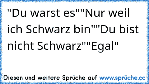 "Du warst es"
"Nur weil ich Schwarz bin"
"Du bist nicht Schwarz"
"Egal"