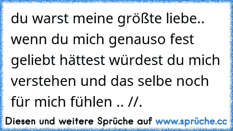 du warst meine größte liebe.. wenn du mich genauso fest geliebt hättest würdest du mich verstehen und das selbe noch für mich fühlen .. //.