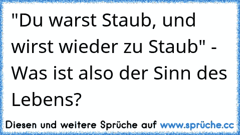 "Du warst Staub, und wirst wieder zu Staub" - Was ist also der Sinn des Lebens?