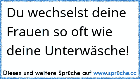 Du wechselst deine Frauen so oft wie deine Unterwäsche!