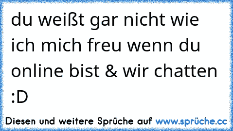 du weißt gar nicht wie ich mich freu wenn du online bist & wir chatten :D