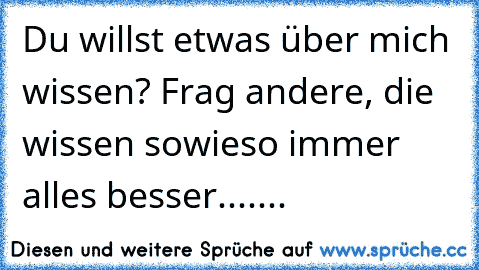 Du willst etwas über mich wissen? Frag andere, die wissen sowieso immer alles besser.......