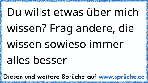 Du willst etwas über mich wissen? Frag andere, die wissen sowieso immer alles besser…