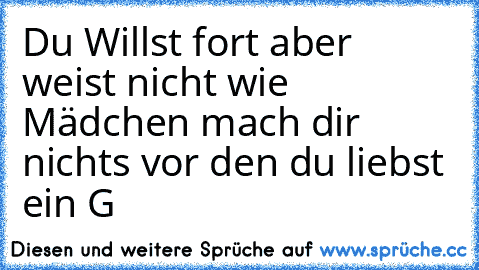 Du Willst fort aber weist nicht wie Mädchen mach dir nichts vor den du liebst ein G´