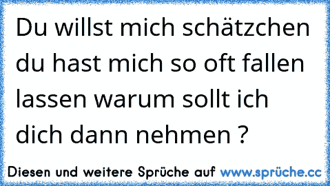 Du willst mich schätzchen du hast mich so oft fallen lassen warum sollt ich dich dann nehmen ?