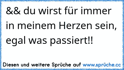 && du wirst für immer in meinem Herzen sein, egal was passiert!! 