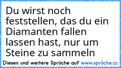 Du wirst noch feststellen, das du ein Diamanten fallen lassen hast, nur um Steine zu sammeln ♥