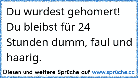 Du wurdest gehomert! Du bleibst für 24 Stunden dumm, faul und haarig.