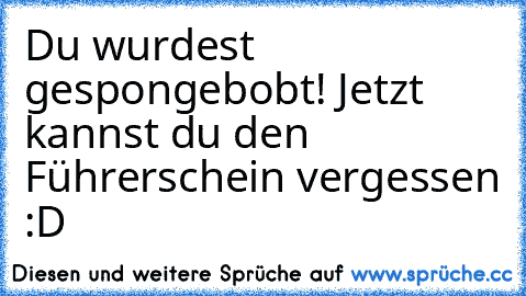 Du wurdest gespongebobt! Jetzt kannst du den Führerschein vergessen :D