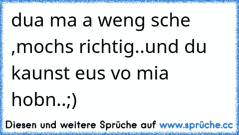 dua ma a weng sche ,mochs richtig..und du kaunst eus vo mia hobn..;)