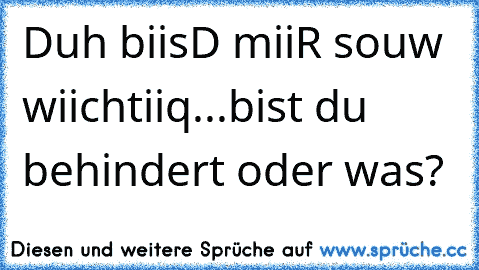 Duh biisD miiR souw wiichtiiq...bist du behindert oder was?