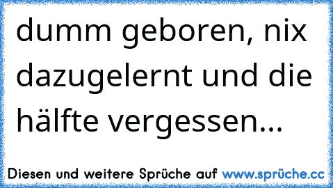 dumm geboren, nix dazugelernt und die hälfte vergessen...