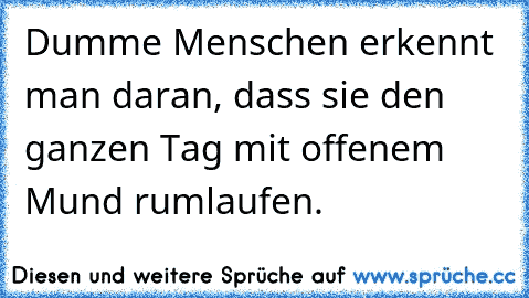 Dumme Menschen erkennt man daran, dass sie den ganzen Tag mit offenem Mund rumlaufen.