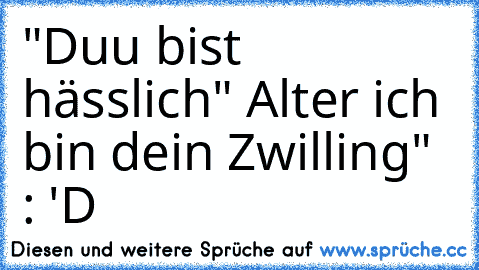 "Duu bist hässlich" Alter ich bin dein Zwilling" : 'D