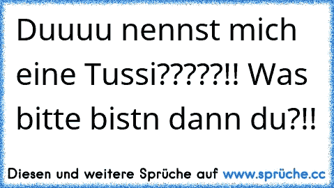 Duuuu nennst mich eine Tussi?????!! Was bitte bistn dann du?!!