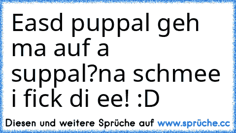 Easd puppal geh ma auf a suppal?
na schmee i fick di ee! :D