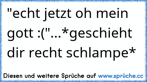 "echt jetzt oh mein gott :("...*geschieht dir recht schlampe*