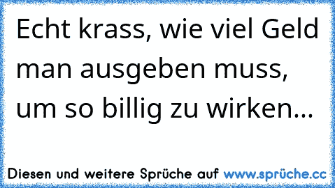 Echt krass, wie viel Geld man ausgeben muss, um so billig zu wirken...