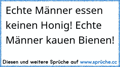 Echte Männer essen keinen Honig! Echte Männer kauen Bienen!