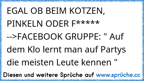 EGAL OB BEIM KOTZEN, PINKELN ODER F***** -->FACEBOOK GRUPPE: " Auf dem Klo lernt man auf Partys die meisten Leute kennen "