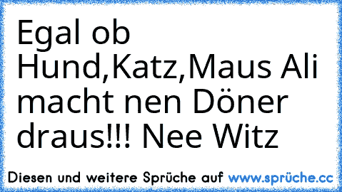 Egal ob Hund,Katz,Maus Ali macht nen Döner draus!!! Nee Witz