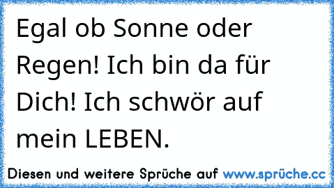 Egal ob Sonne oder Regen! Ich bin da für Dich! Ich schwör auf mein LEBEN.