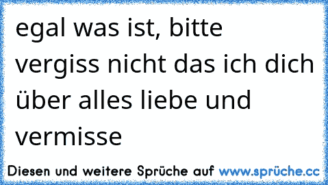 egal was ist, bitte vergiss nicht das ich dich über alles liebe und vermisse