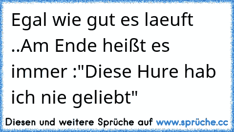 Egal wie gut es laeuft ..
Am Ende heißt es immer :
"Diese Hure hab ich nie geliebt"