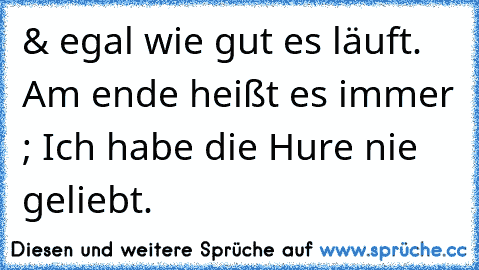 & egal wie gut es läuft. Am ende heißt es immer ; Ich habe die Hure nie geliebt.