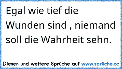 Egal wie tief die Wunden sind , niemand soll die Wahrheit sehn. ♥