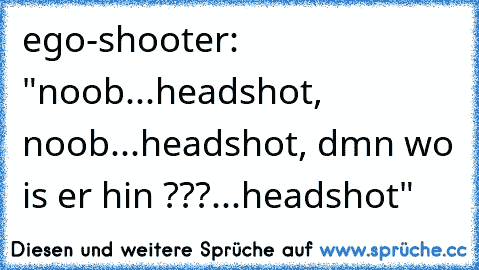 ego-shooter:  "noob...headshot, noob...headshot, dmn wo is er hin ???...headshot"