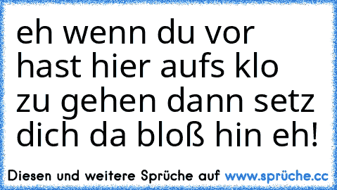 eh wenn du vor hast hier aufs klo zu gehen dann setz dich da bloß hin eh!