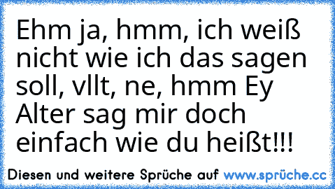 Ehm ja, hmm, ich weiß nicht wie ich das sagen soll, vllt, ne, hmm 
Ey Alter sag mir doch einfach wie du heißt!!!